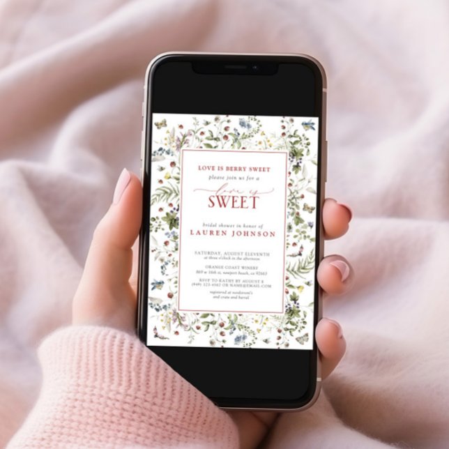 Convite Strawberry Love É Berry Sweet Red Chá de panela (Criador carregado)