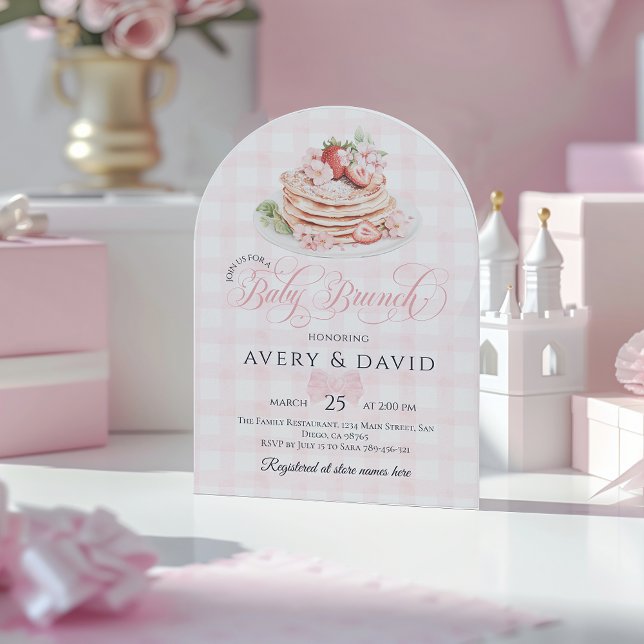 Convite Strawberry Pancake Baby BrunChá de fraldas Girl (Criador carregado)