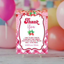 Convite Strawberry Shortcake 1st Birthday Thank You Card