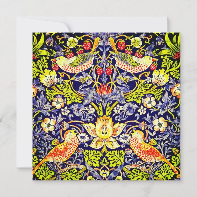 Convite Strawberry Thef Birds William Morris (Frente)