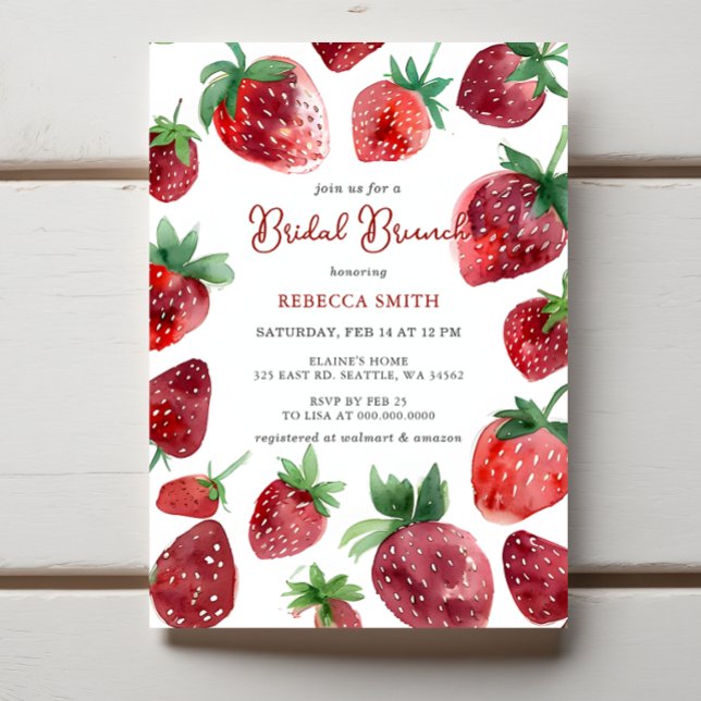Convite Strawberry Themed Bridal BrunParty (Strawberry Themed Bridal Brunch Party Invitation)