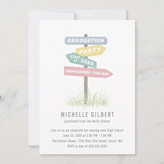 Convite Street Sign 8th Grade Party (Frente)