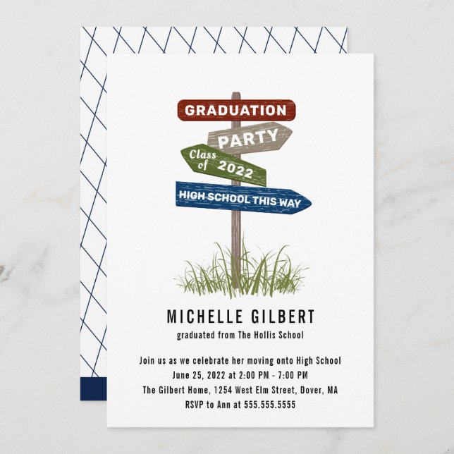 Convite Street Sign 8th Grade Party (Frente/Verso)