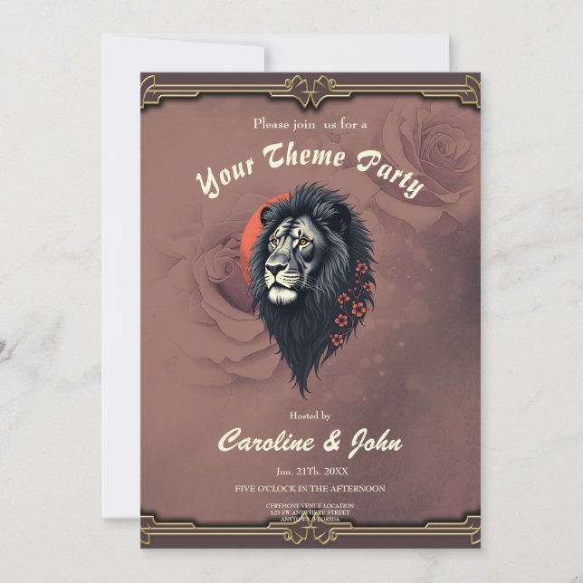 Convite Strength and delicacy united, a black lion (Frente)