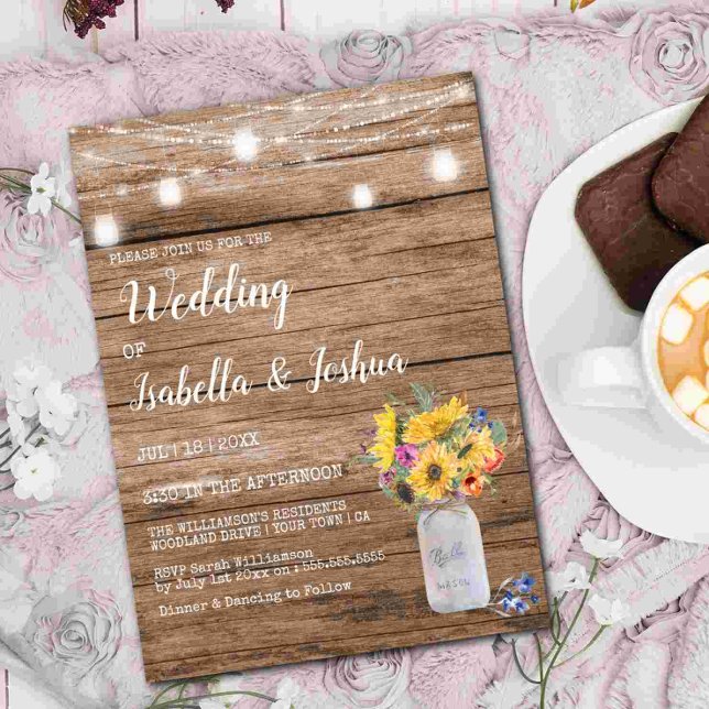 Convite String das luzes | Casamento Mason Jar (Criador carregado)