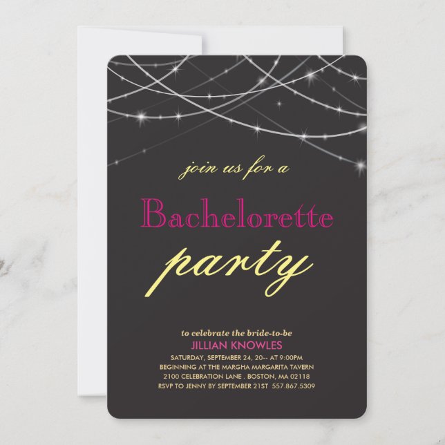Convite String Lights Bachelorette (Frente)