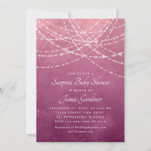 Convite String Lights Dusty Pink Surprise Chá de fraldas