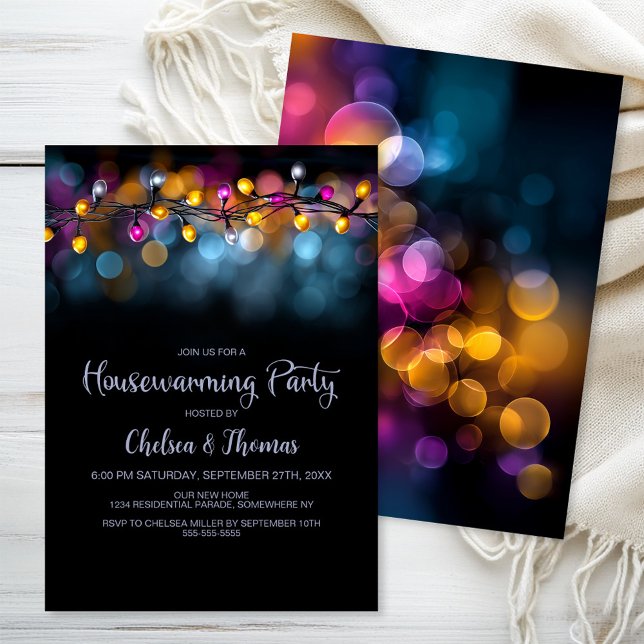 Convite String Lights Housewarming Party (Criador carregado)