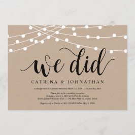 Convite String Lights Kraft, Black font, Wedepement