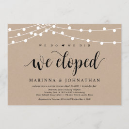 Convite String Lights Kraft, Black font, Wedepement