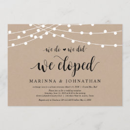 Convite String Lights Kraft, Black font, Wedepement