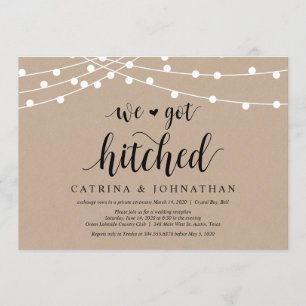 Convite String Lights Kraft, Black font, Wedepement