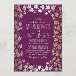 Convite String Lights Plum e Dourado Casamento de Jardim