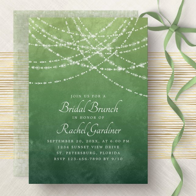 Convite String Lights Sage Green Bridal Brunch (Criador carregado)