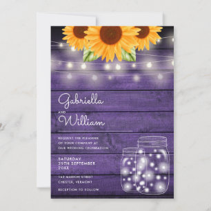 Convite String Lights Sunflower Mason Jars Purple Casament