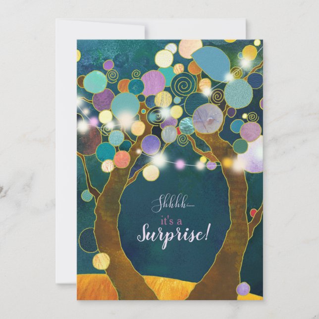 Convite String Lights Surprise Festa de aniversário (Frente)