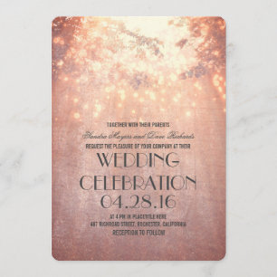 Convite String Lights Tree Branches Rustic Wedes