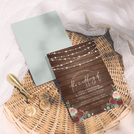 Convite String Luzes Eucalyptus & Burgundy Casamento Flora