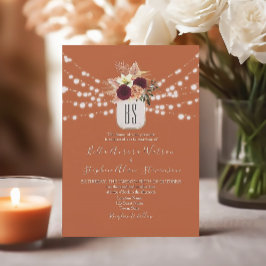 Convite String Luzes Rustic Burnt Orange Casamento