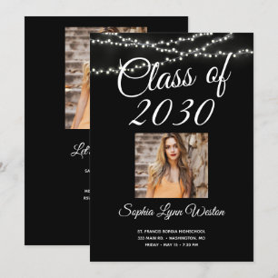 Convite String of Lights Graduation Photo
