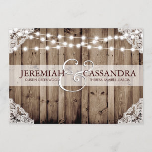 Convite String of Lights - White Lace Wedding Invitation