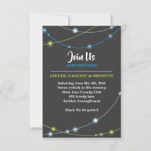Convite STRINGS OF STAR Bar Bar Mitzvah Reception Card