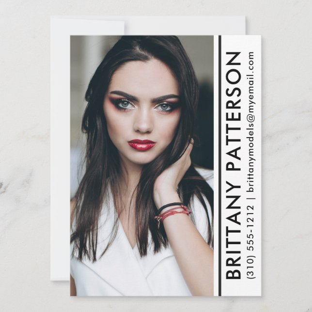 Convite Stripe Branco da Placa Comp de Fotografia do Model (Frente)