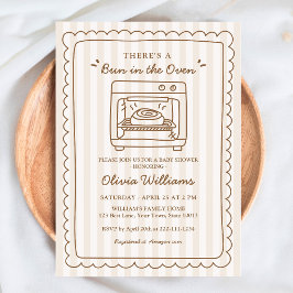 Convite Stripe Bun in the Oven Baby Shower Invitation