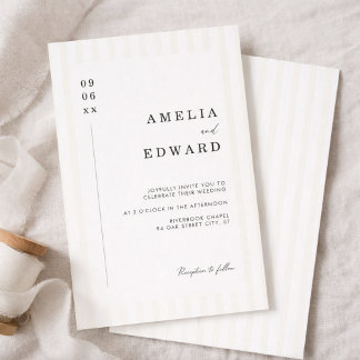 Convite Stripe Elegant Typography Modern Minimal Wedding