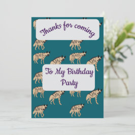 Convite Striped Hyenas Thank you Card