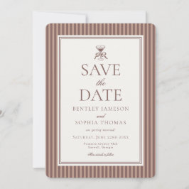 Convite Striped Mocha Brown Espresso Save the Date