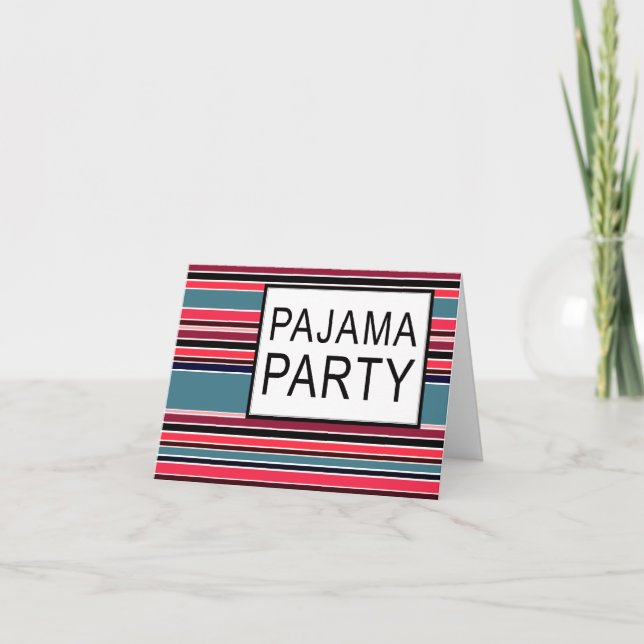 Convite striped pajama party (Frente)