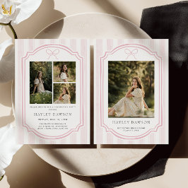 Convite Striped Photo Graduation Party Invite Announcement