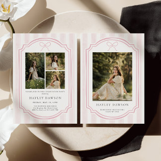 Convite Striped Photo Graduation Party Invite Announcement