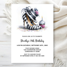 Convite Striped Stiletto Shoes Birthday Party