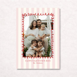 Convite Striped Whimsical Red Frame Valentine’s Day CARD