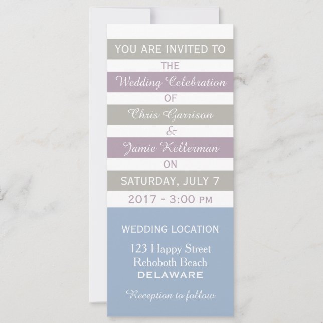 Convite Stripes: introdução personalizada de casamento (Frente)