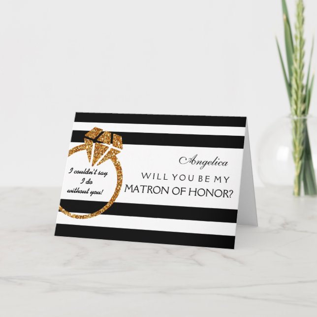Convite Stripes Will You Be My Matron of Honor Card (Frente)