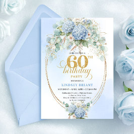 Convite Stunning Bohemian Pastel Blue Floral 60th Birthday