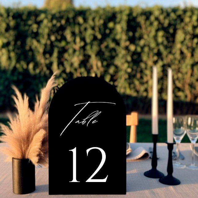 Convite Stylish Arched Black & White Table Number  (Criador carregado)