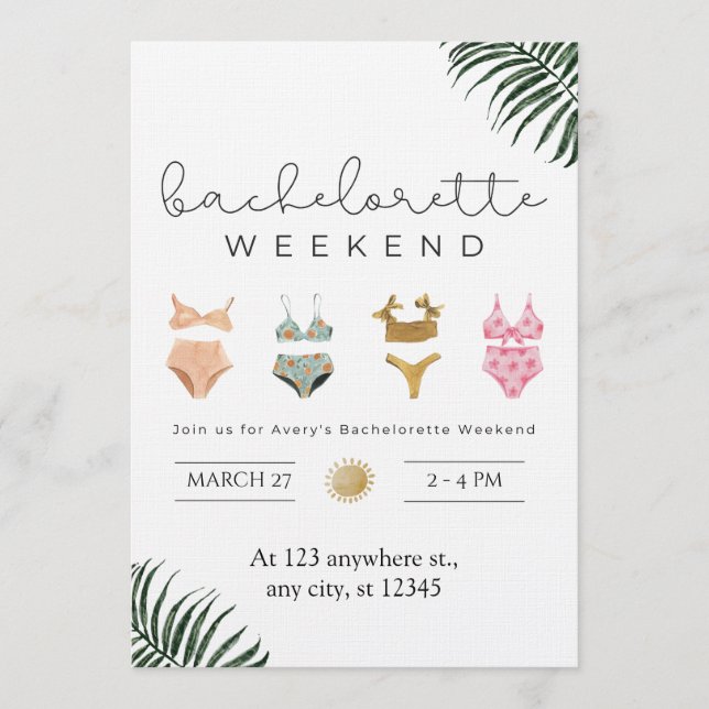 Convite Stylish Bachelorette Weekend Getaway Invitation  (Frente)