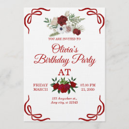 Convite Stylish Floral Birthday Invitation Card
