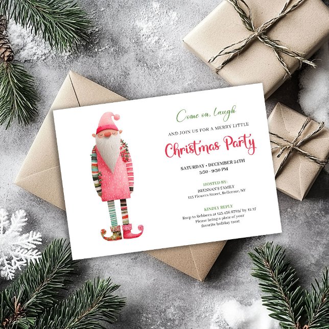 Convite Stylish Funny Santa Watercolor Holiday Invite (Stylish Funny Santa Watercolor Holiday Invite)