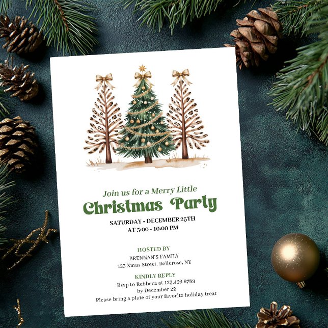Convite Stylish neutral leopard Christmas tree invitation (Stylish neutral leopard Christmas tree invitation)