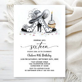 Convite Stylish Polka Dot High Heel Shoes 16th Birthday