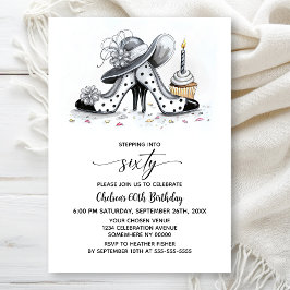 Convite Stylish Polka Dot High Heel Shoes 60th Birthday