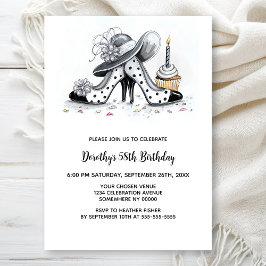 Convite Stylish Polka Dot High Heel Shoes Birthday Party