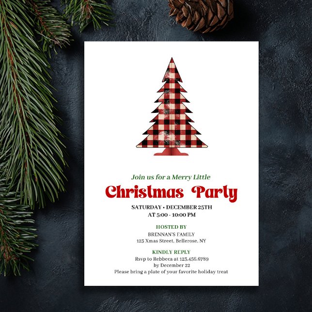 Convite Stylish Red Black Plaid Christmas Event Invite (Stylish Red Black Plaid Christmas Event Invite)