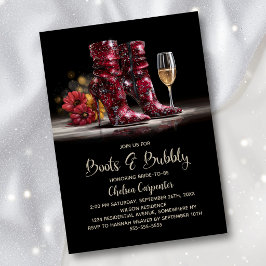 Convite Stylish Red Sequin Boots and Bubbly Bridal Shower