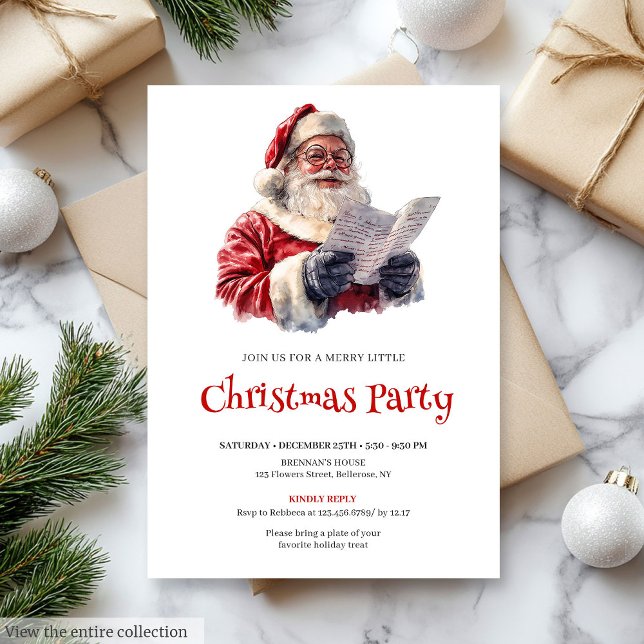 Convite Stylish Santa Modern Festive Holiday Invitation (Stylish Santa Modern Festive Holiday Invitation)